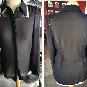 Forever 21 edgy sexy studded blouse Black Bx1